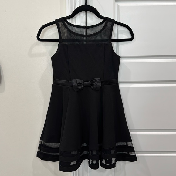 Calvin Klein Girls Black Dress Party Wedding Holiday, Bow, size 8 Fancy Formal - Picture 1 of 11